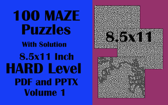 100 Maze Puzzle HARD 8.5x11 PDF PPTX V1