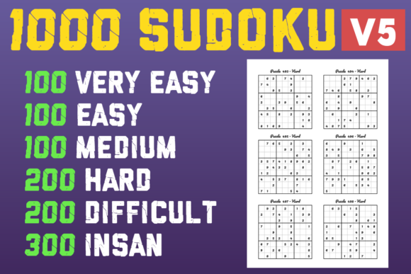 1000 Sudoku Puzzles with 6 Levels V5: A Creator's Asset