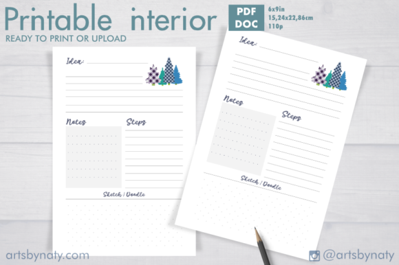 Ideas Notebook with Plaid Christmas Tree Design