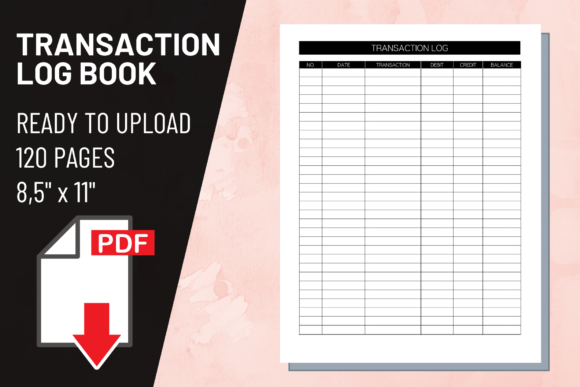 KDP Interior Transaction Log Book: Ready-to-Print
