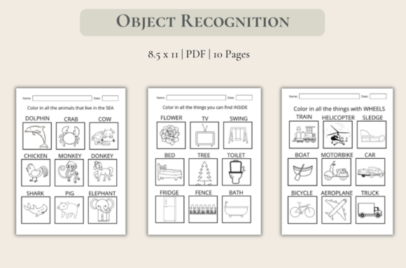 Object Recognition Activity Worksheets: Integrating Visual Learning with Creative Expression